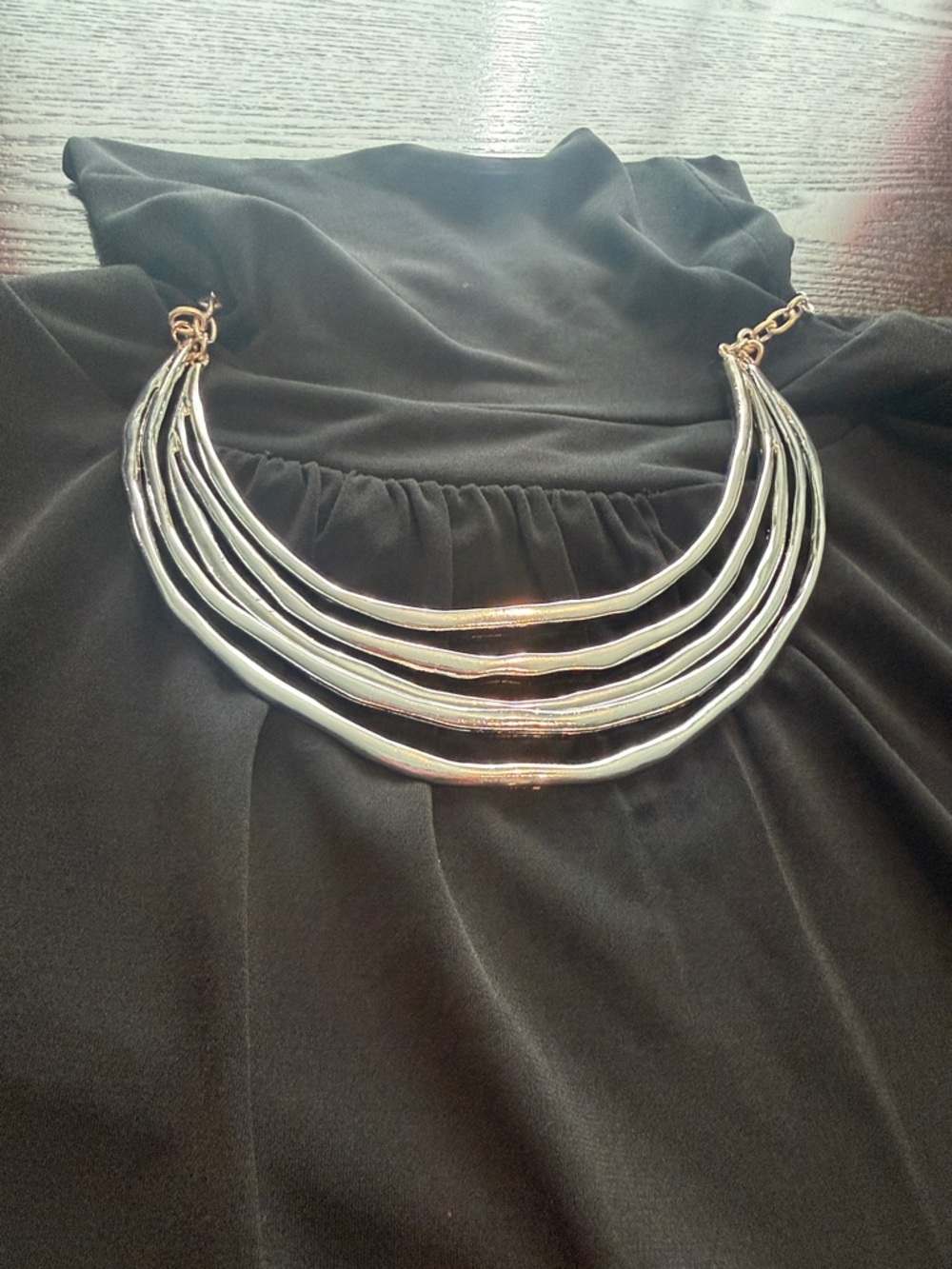 Chico's Silver Multi-Strand Collar Necklace with Gold Chain Accents